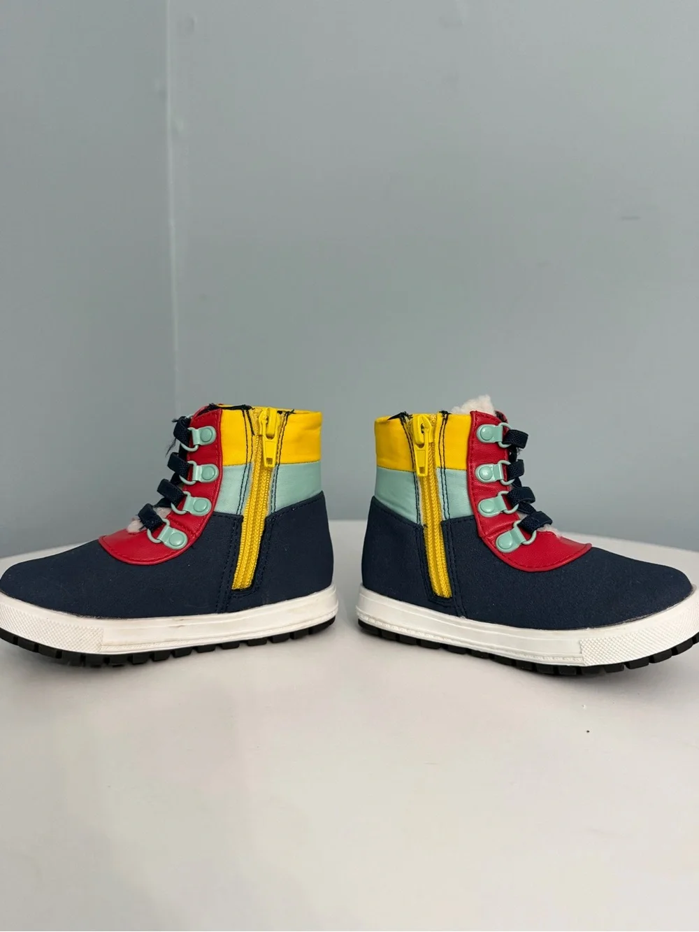 Children's Navy and Red Boots with Yellow Accents